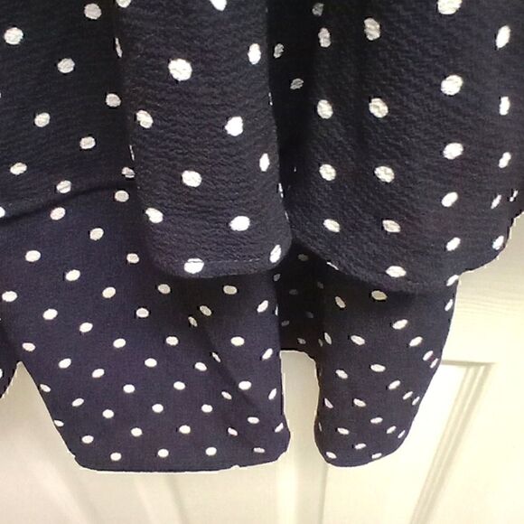 ⭐️5/$25 SALE Women's Miss U Navy Blue and White Polka Dot Layered Dress Size L - Picture 4 of 8
